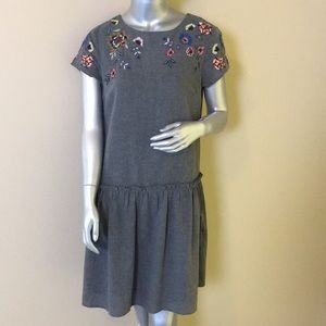 Emberly Floral Embroidered Drop Hem Dress